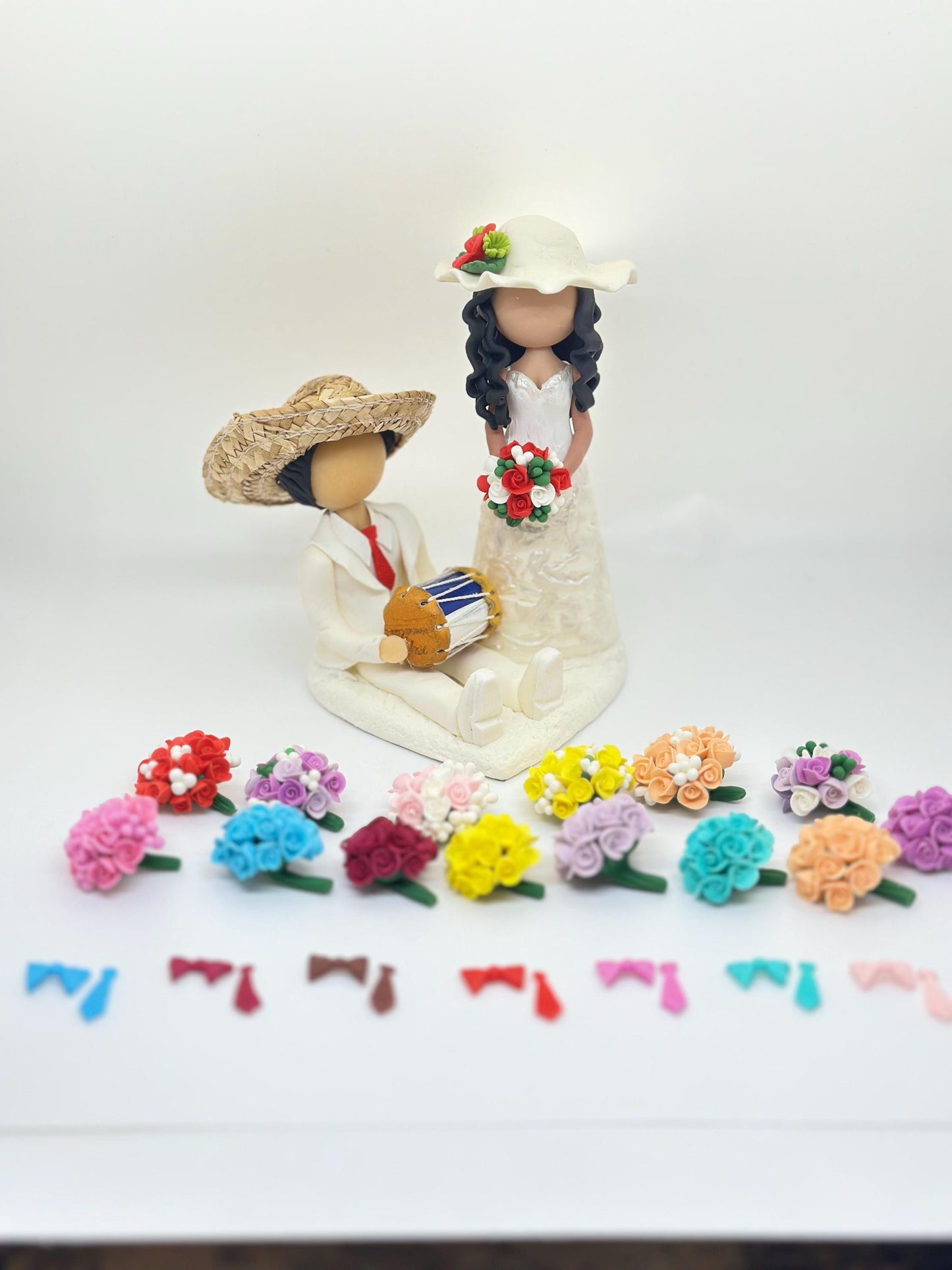 Wedding Cake topper-choose the bouquet and tie color