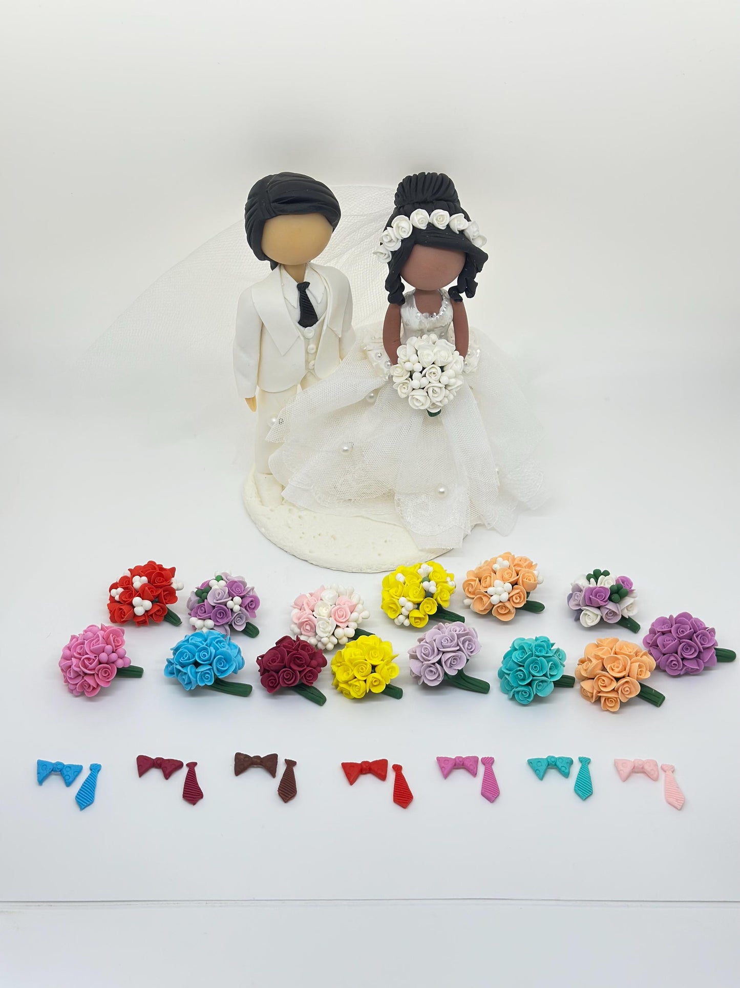 Wedding Cake topper-choose the bouquet and tie color