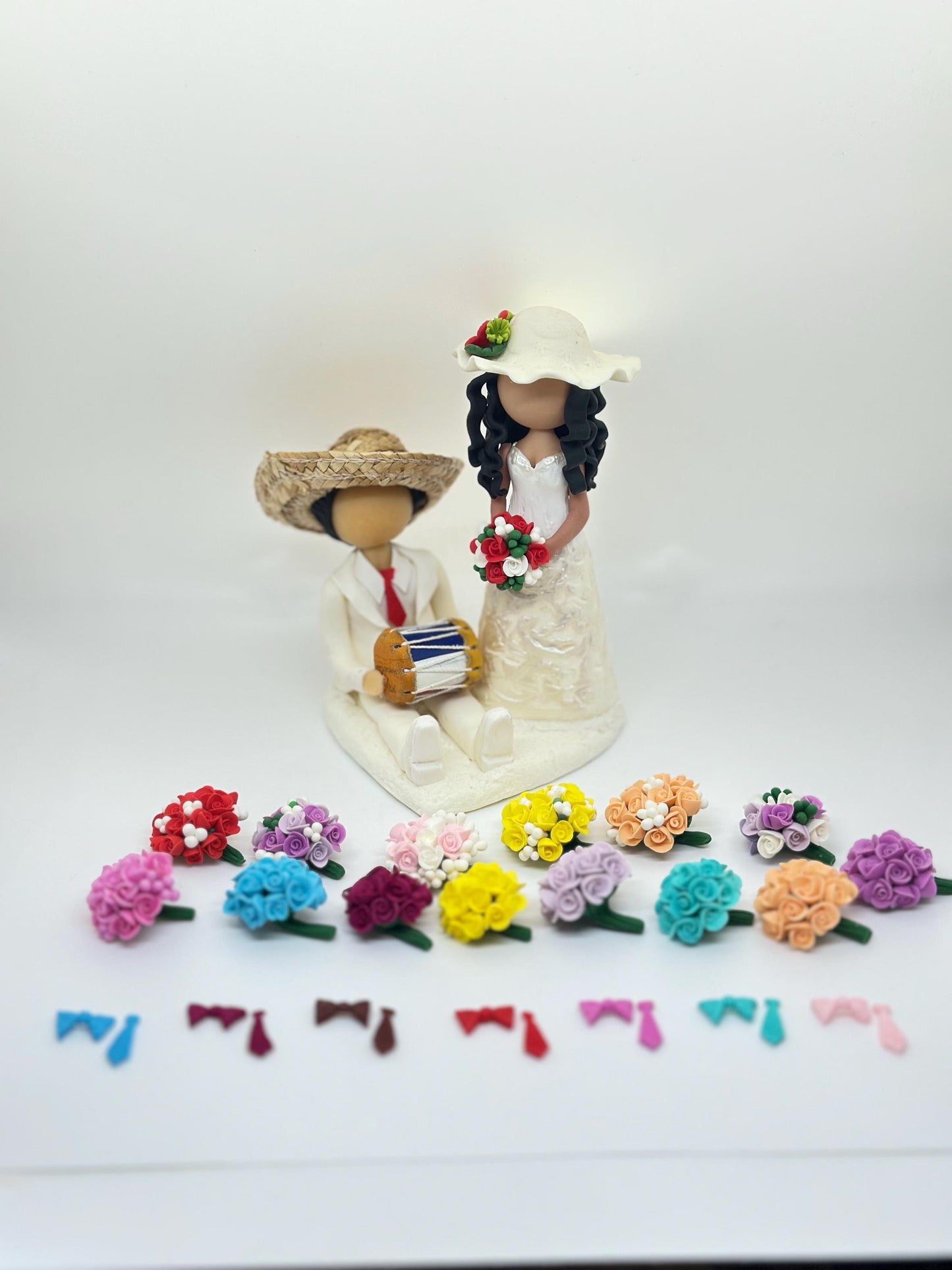 Wedding Cake topper-choose the bouquet and tie color