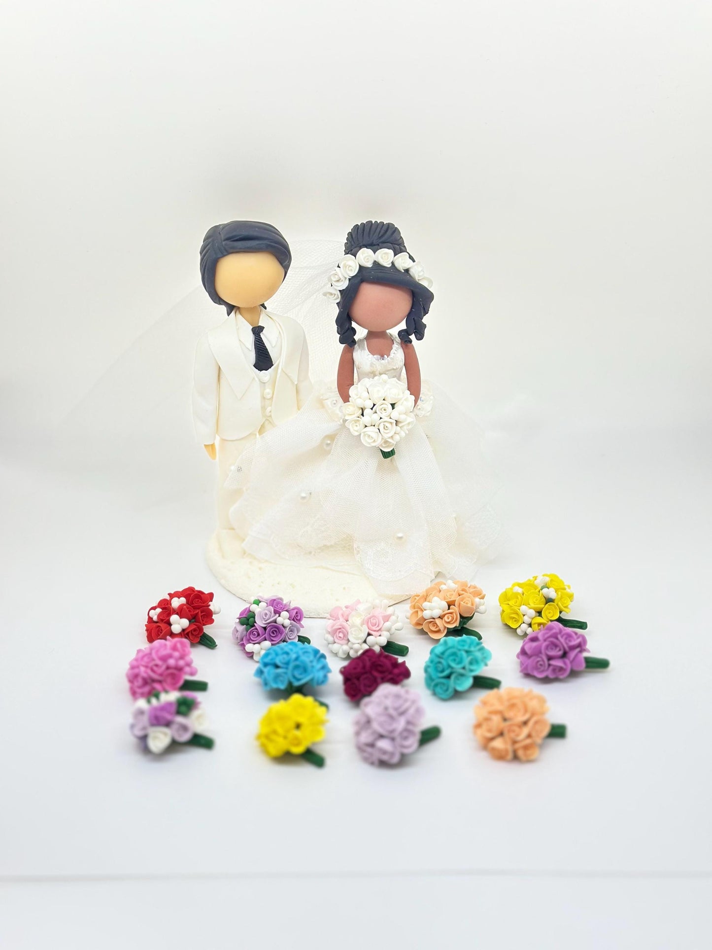 Wedding Cake topper-choose the bouquet and tie color