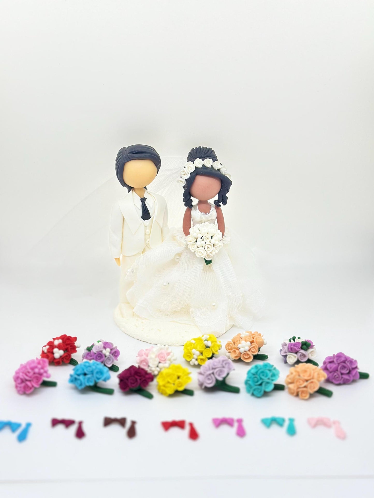 Wedding Cake topper-choose the bouquet and tie color