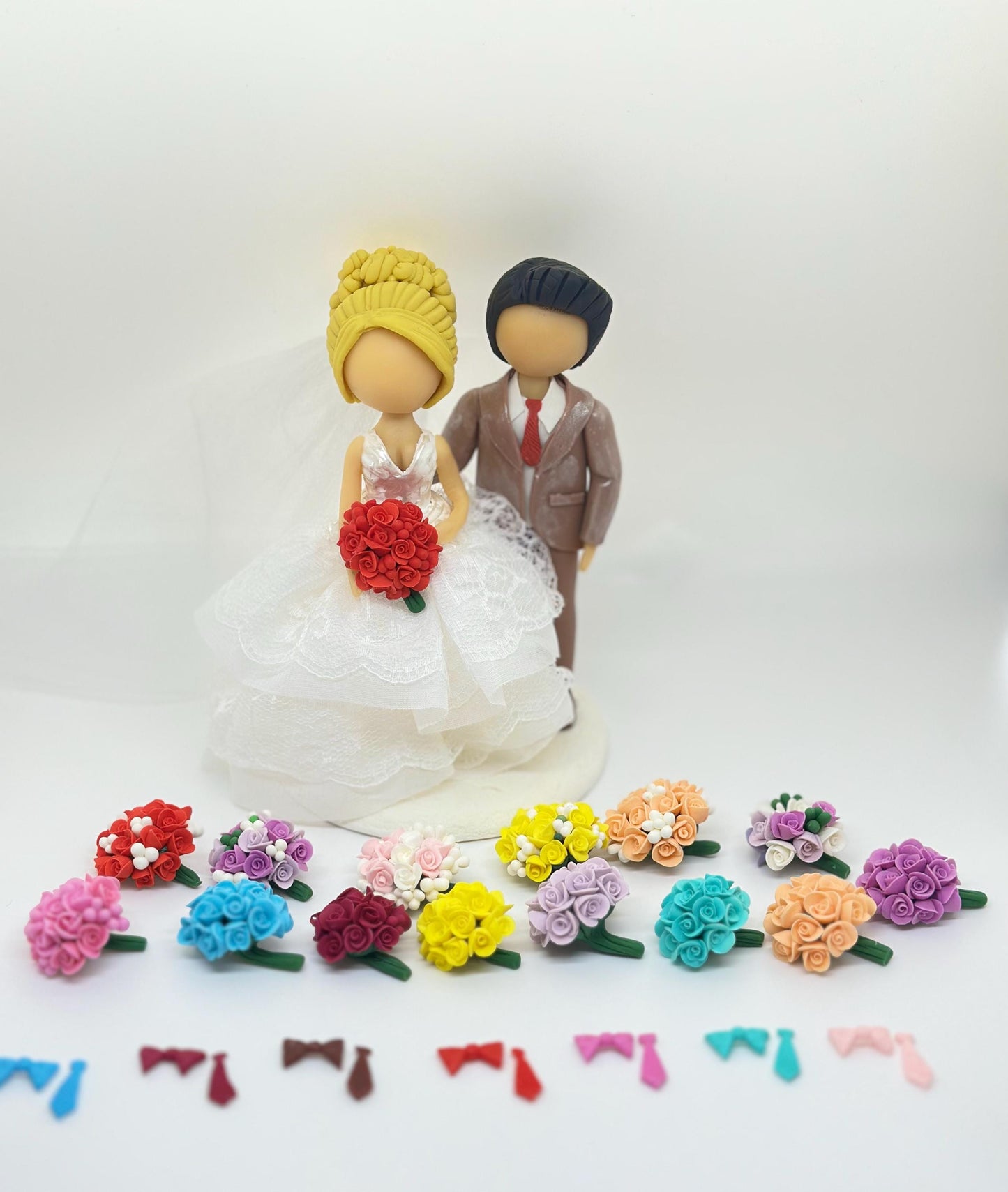 Wedding Cake topper-choose the bouquet and tie color