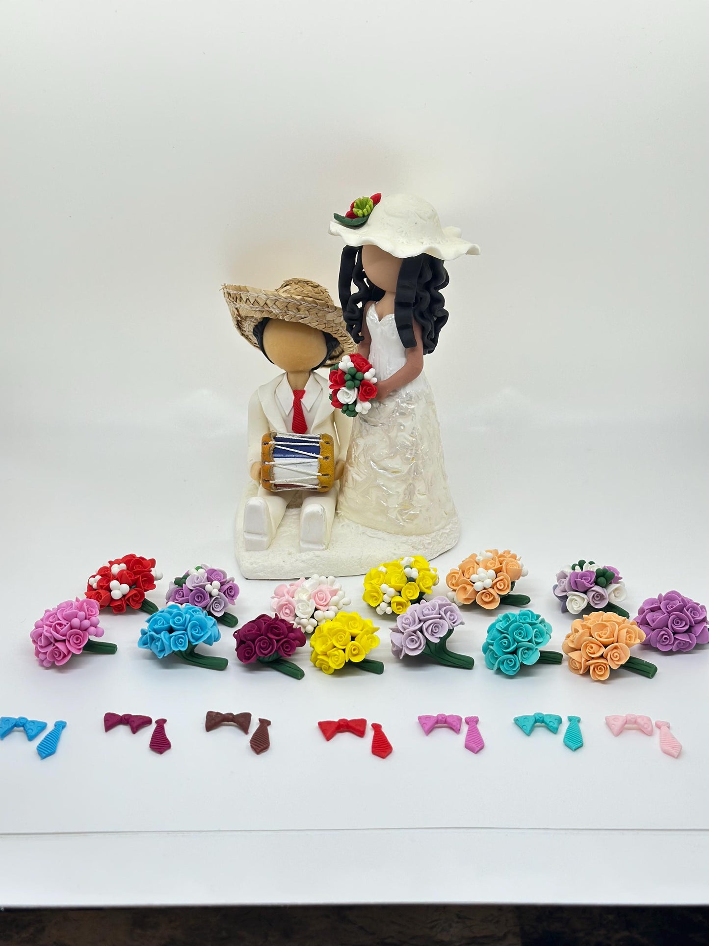 Wedding Cake topper-choose the bouquet and tie color