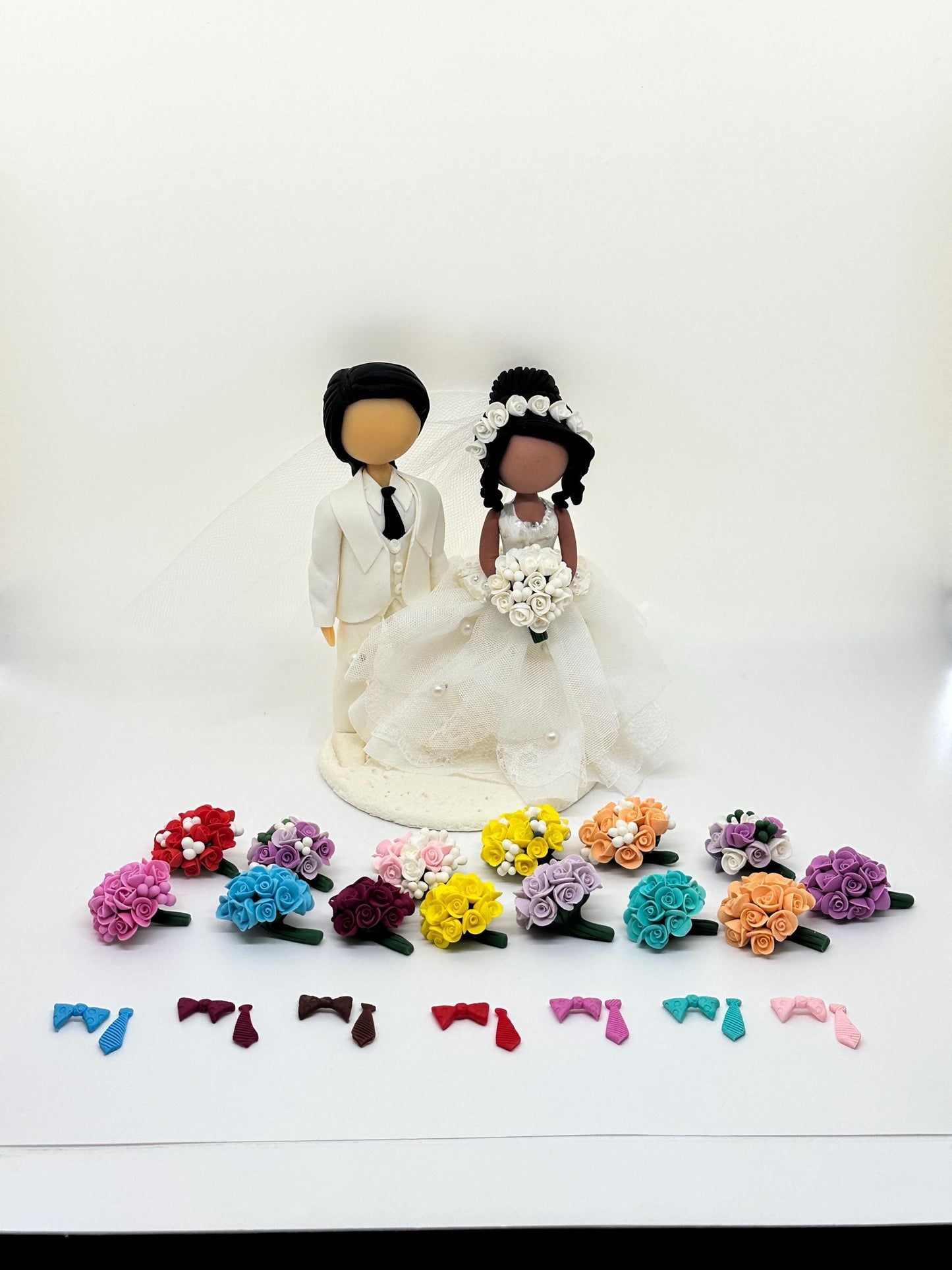 Wedding Cake topper-choose the bouquet and tie color